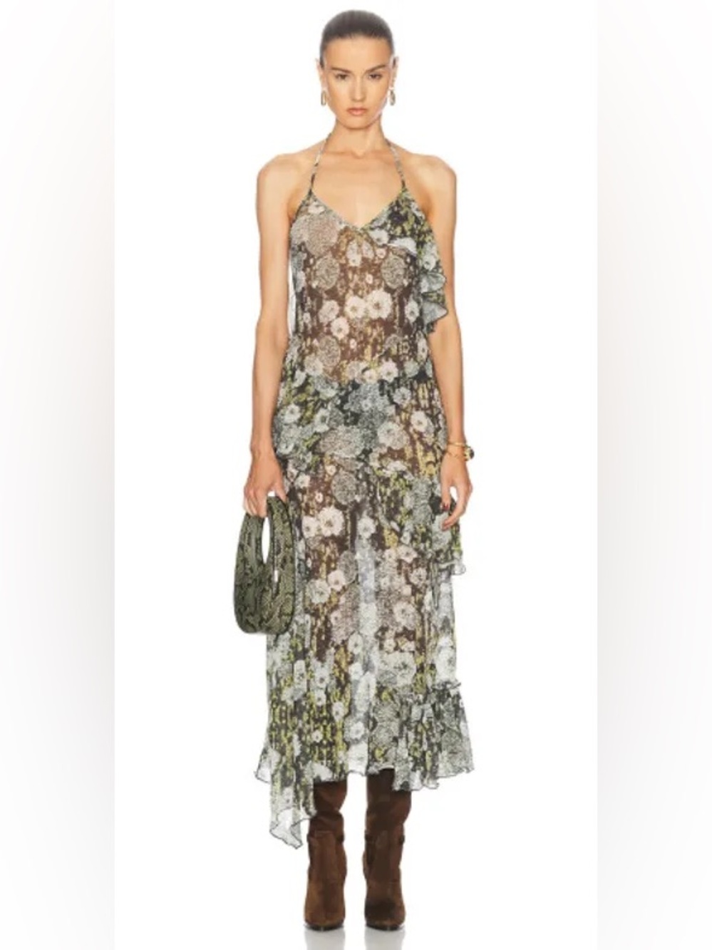 Siedres Lieni Sheer Halter Maxi Dress